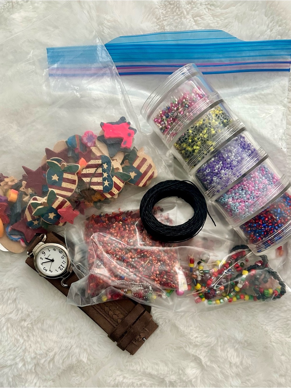Assorted Craft Bead and Black Cord Kit